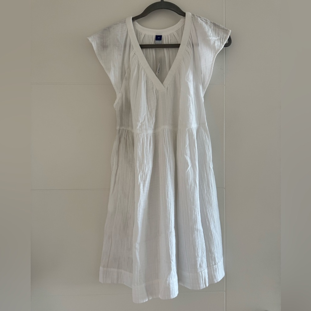 Old Navy White V-Neck Mini Dress
